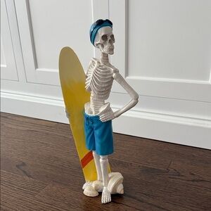 Skeleton Surfer Figurine with Yellow Surfboard Halloween